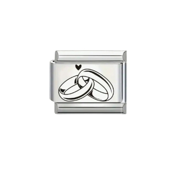 Wedding Bands ❤️‎ Charmlink for Italian Charm Bracelet Stainless Steel 9mm - Picture 1 of 2
